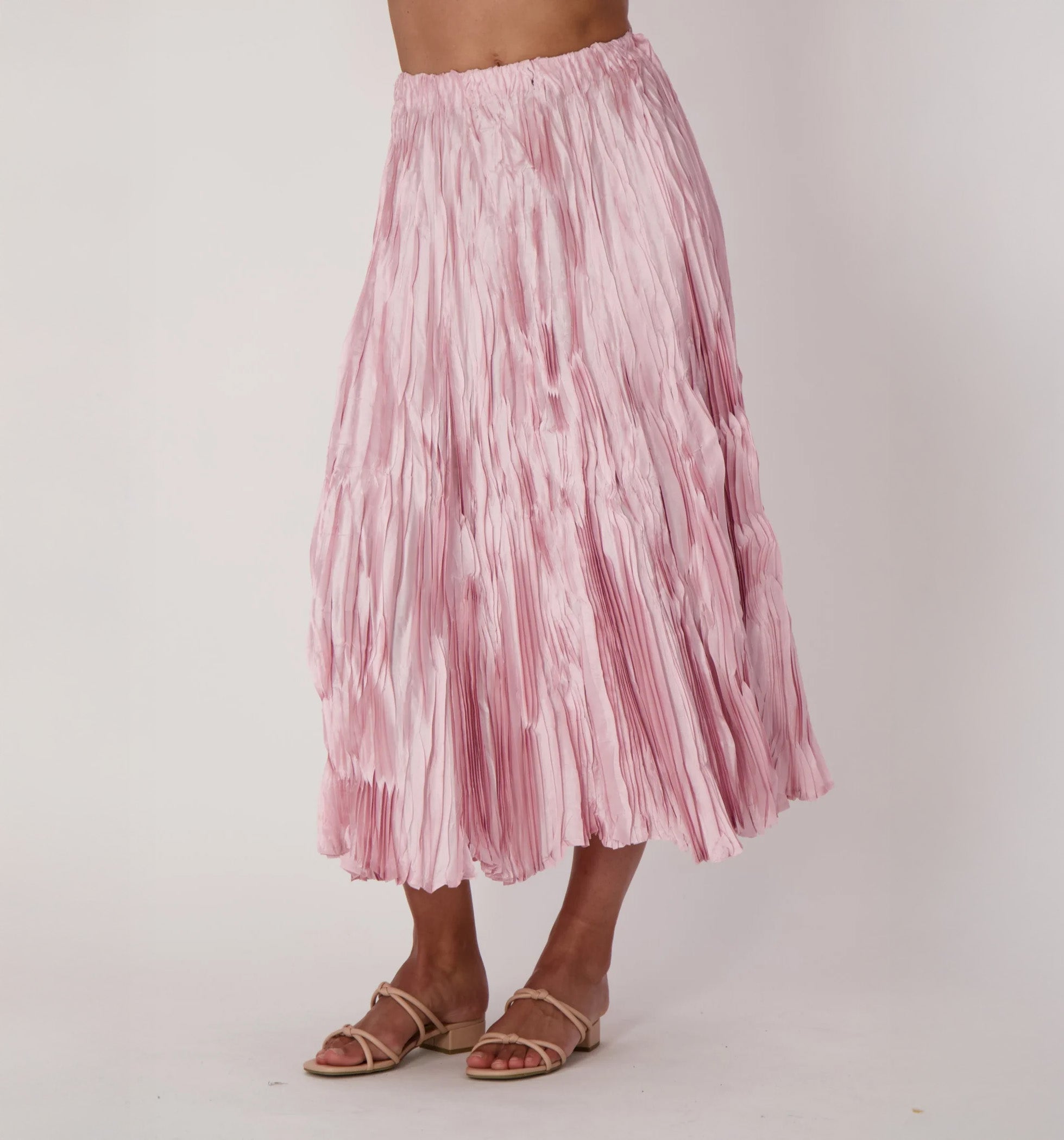 Satin Pleated Midi Skirt 325690