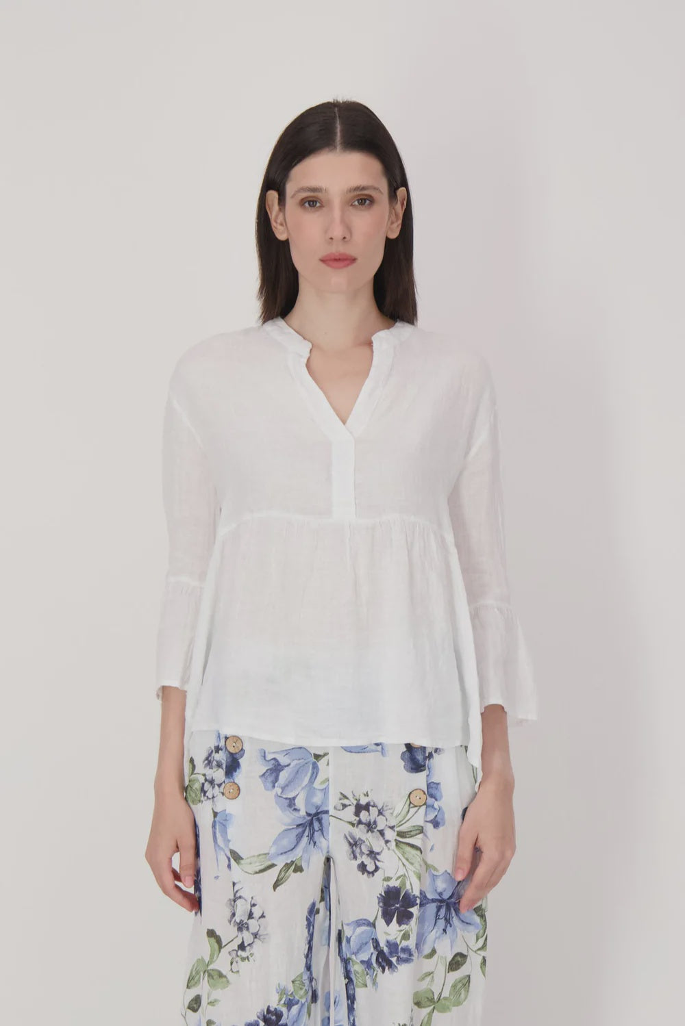 Linen Ruffle Blouse 225150