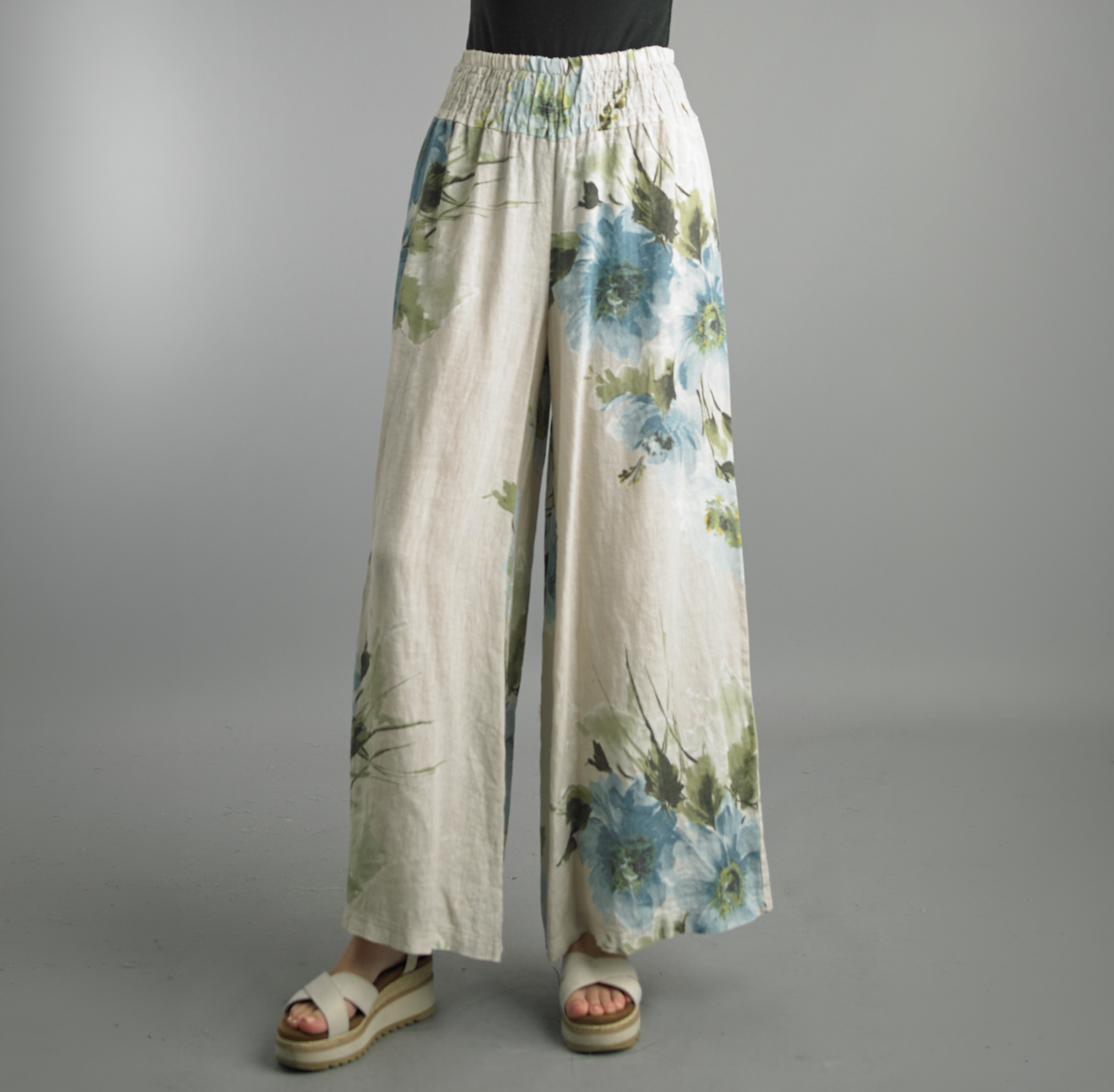 Smocked Print Pant 14738A