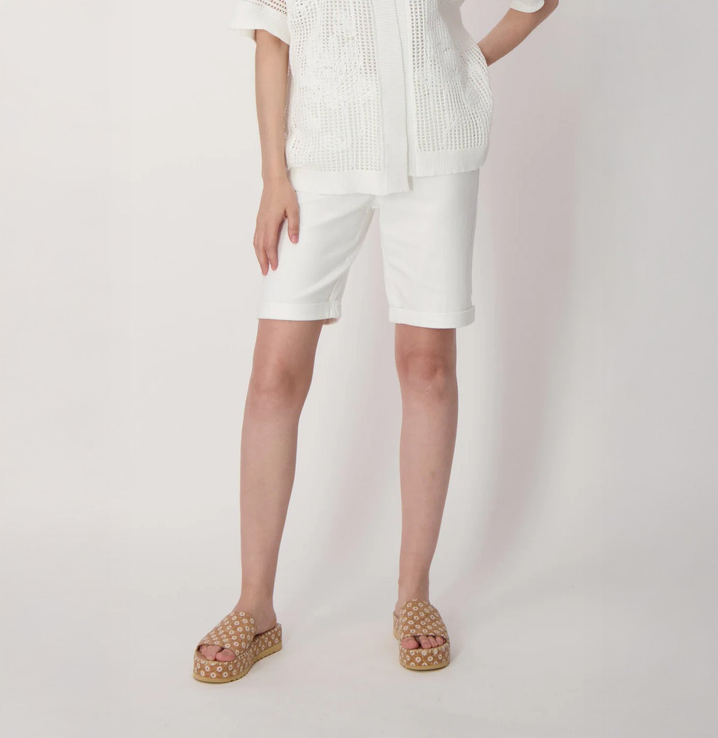 Rolled Hem Denim Shorts 225825