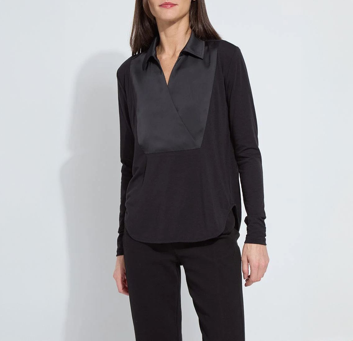 pietra shirt collar mix media top 3672