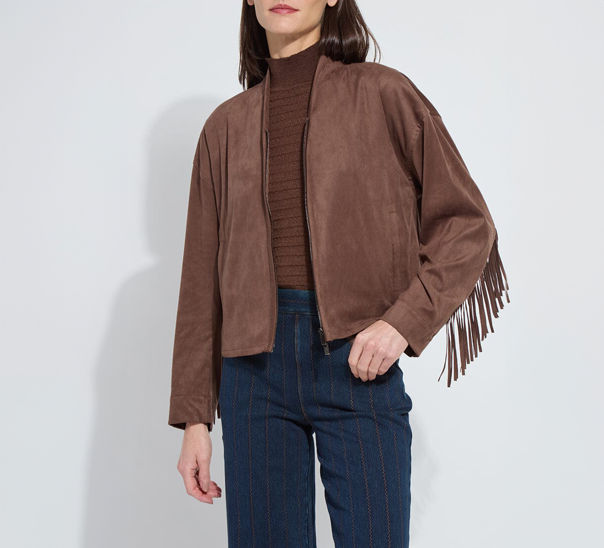 candence fringe vegan suede jacket 3701