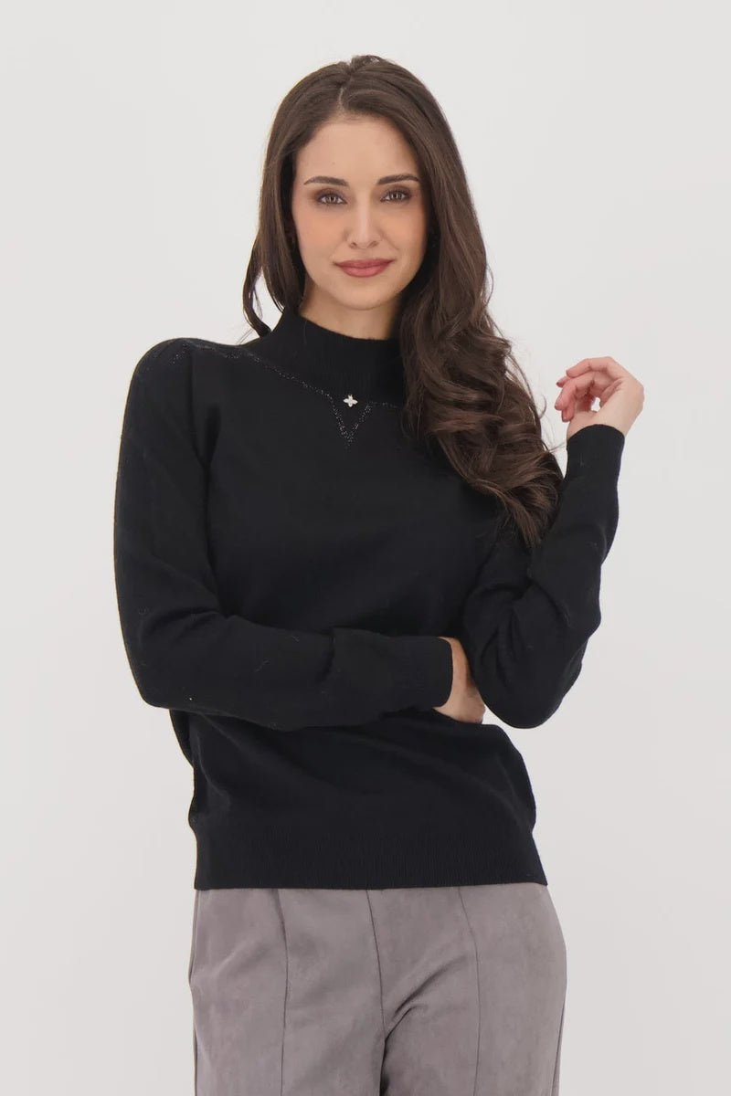 Mock Neck Sweater With Neckline Hot Fix Beads 426322