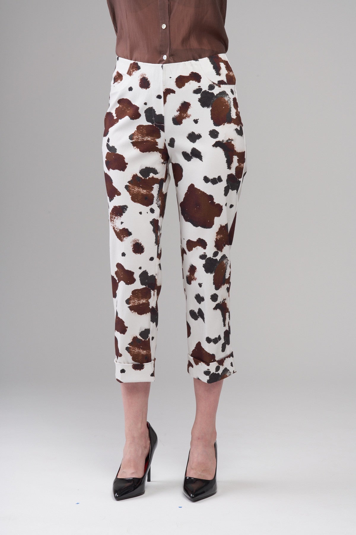 Cropped Cuffed Printed Techno Pants BCP1870PRG