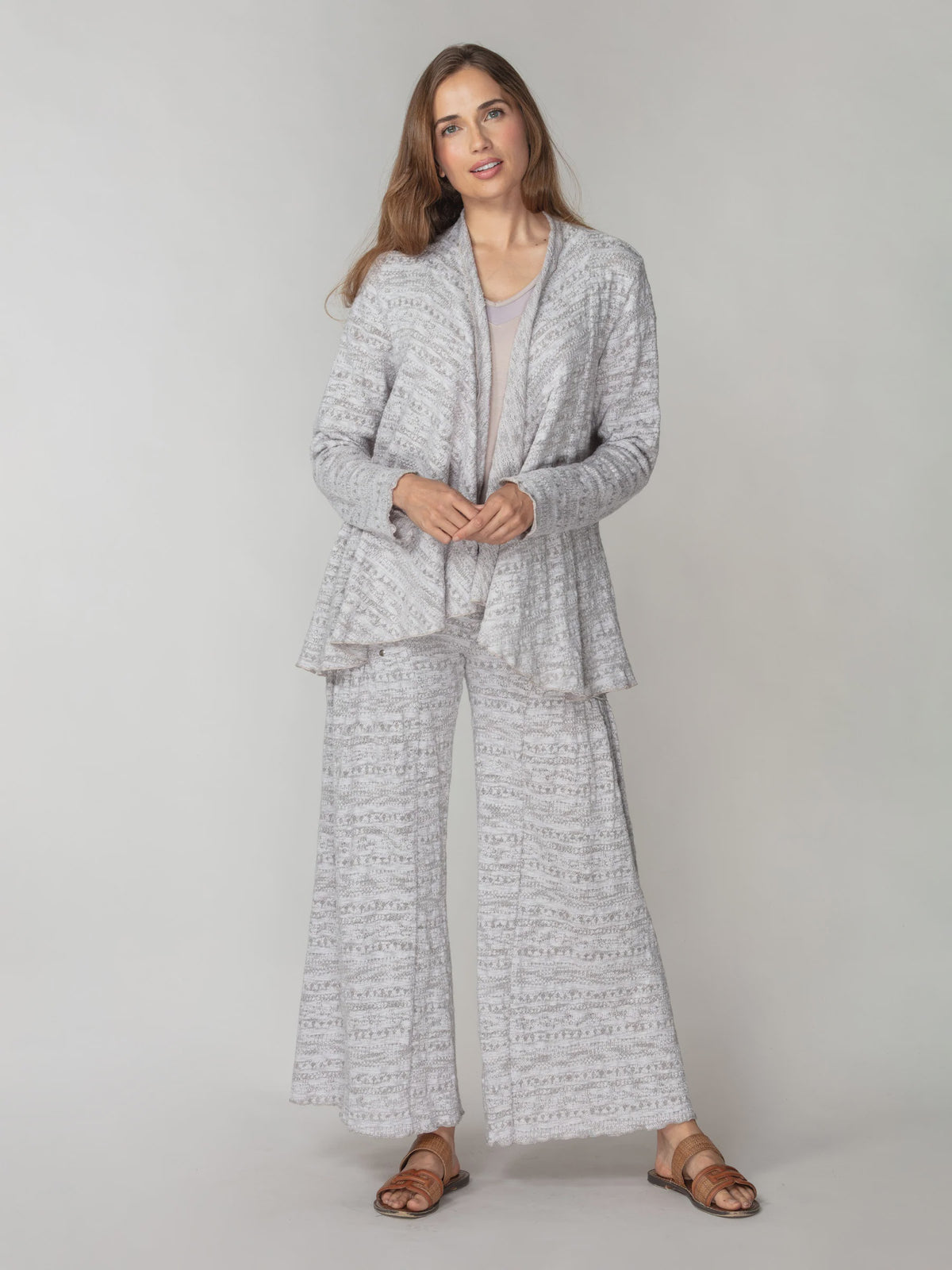 Jacquard Knit Draped Cardigan CWW2612
