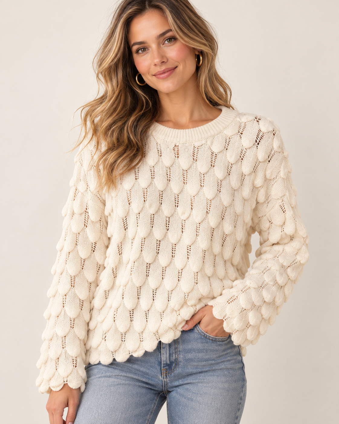 Textured Knit Sweater 10013