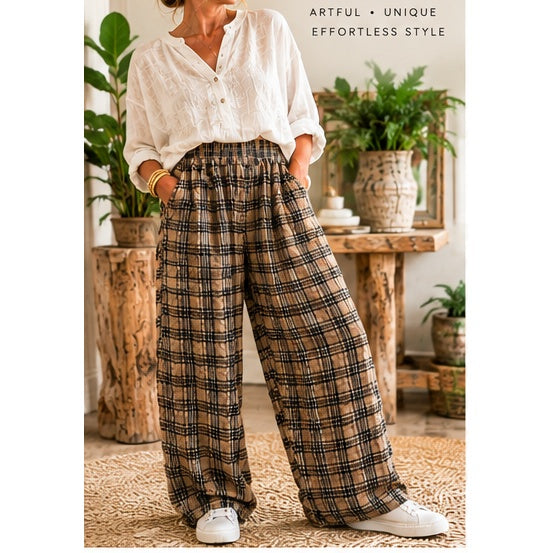 Sammy Plaid Crinkle Pant FFA935