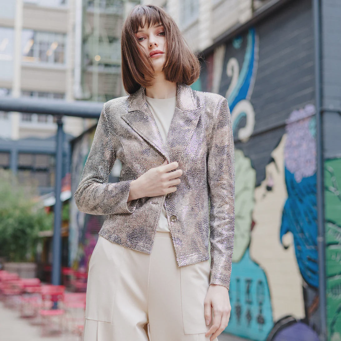 Shimmer Button Jacket JK525PS