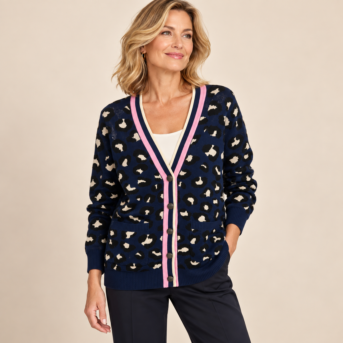 Spotted Knit Cardigan F2601