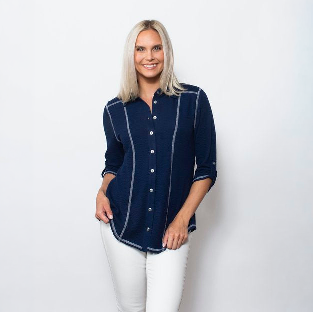 Seersucker Contrast Button Up 66570-26
