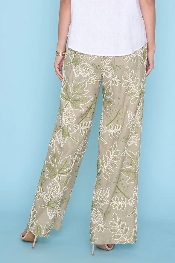 Emb. Wide-Leg Regular Length Pant ZM056SG