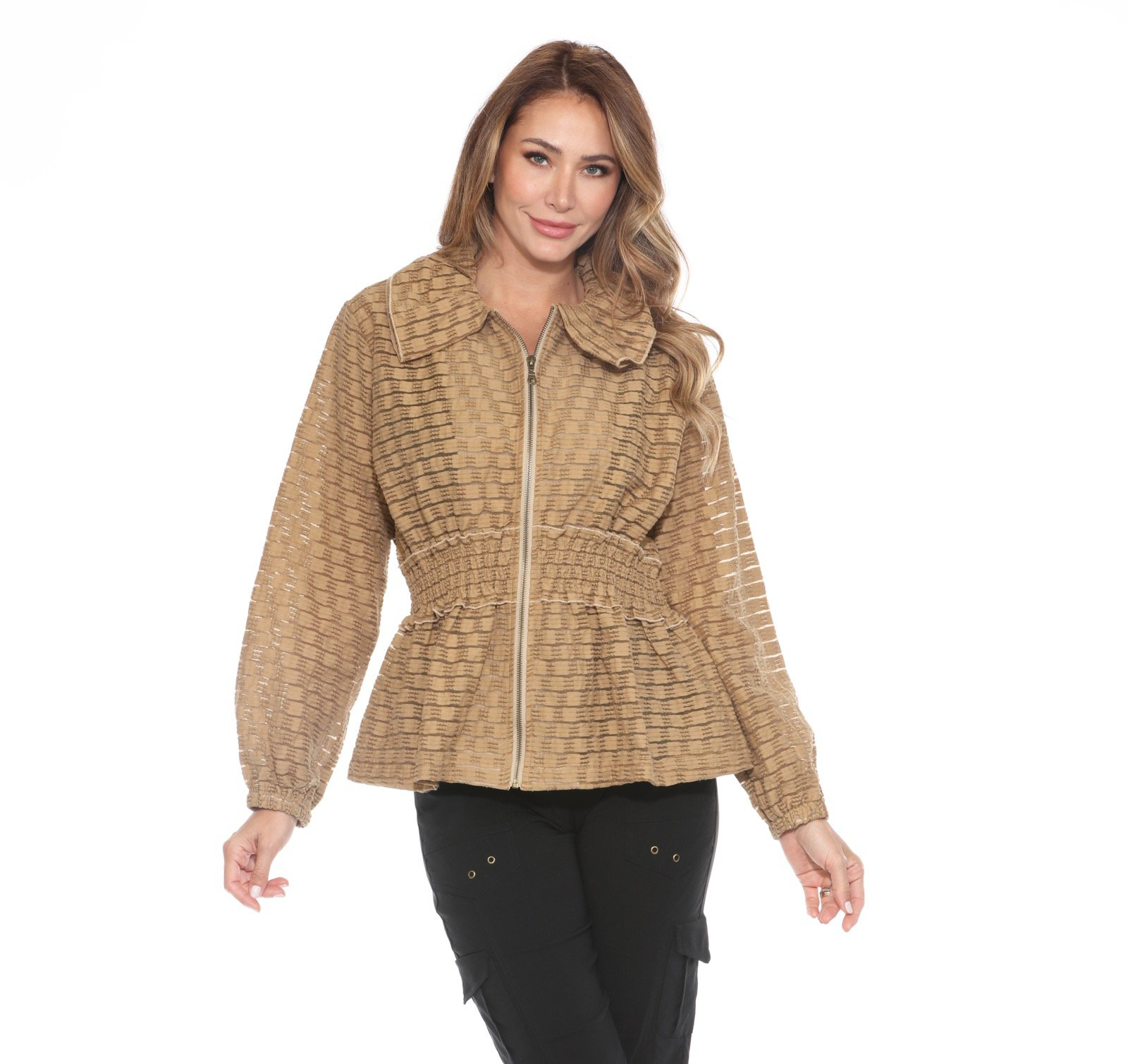 Sheer Textured Zip Jacket CWJ25804