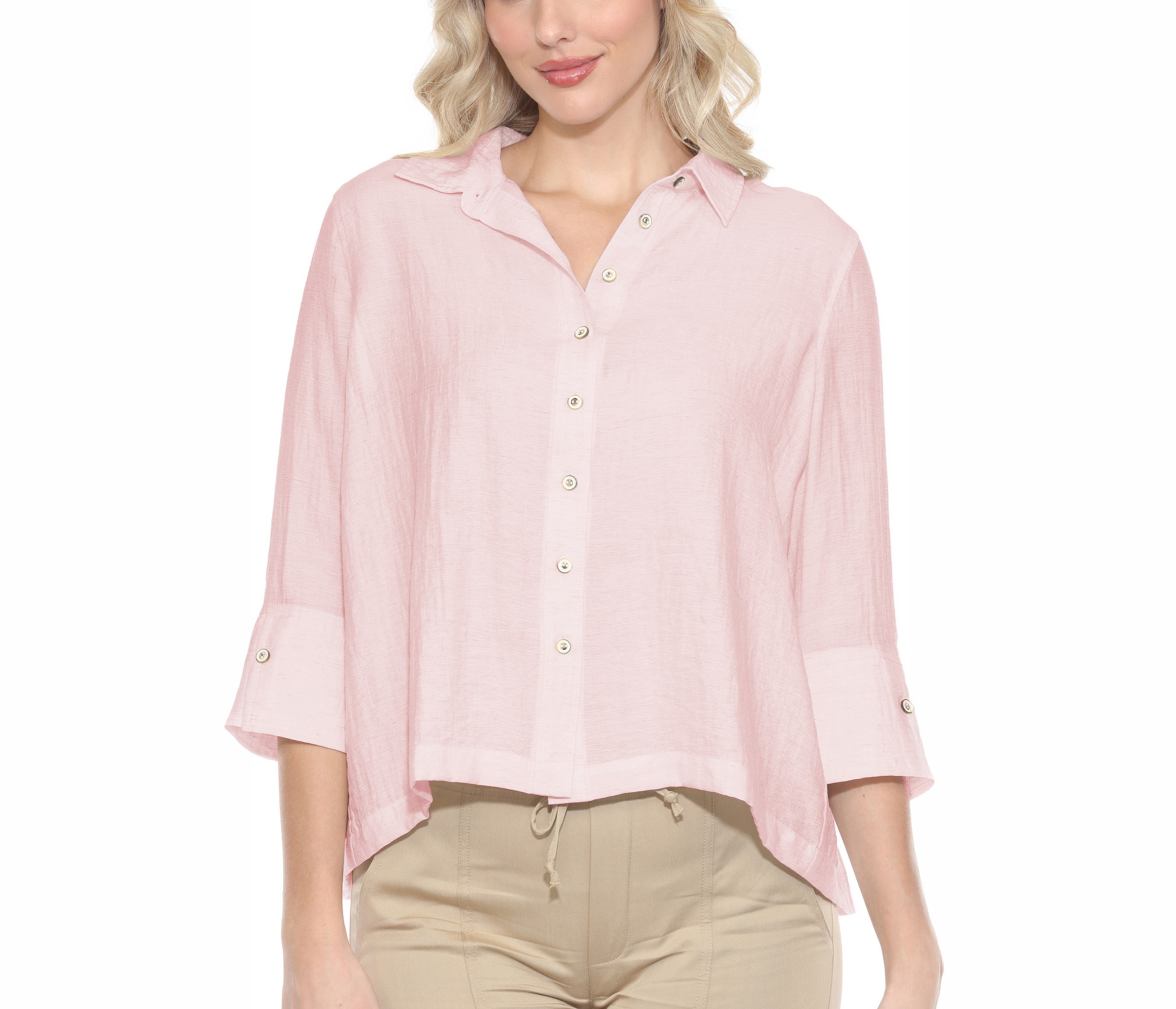 Linen Blend Collared Blouse