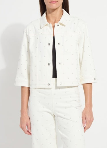 audrey pearled embellished denim jacket 3849