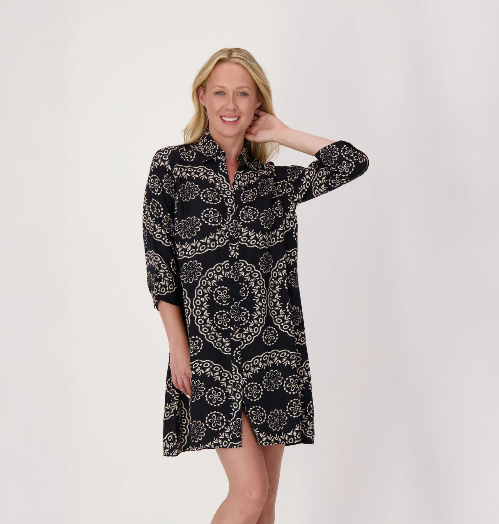Coastal Print Shirt Dress 325646