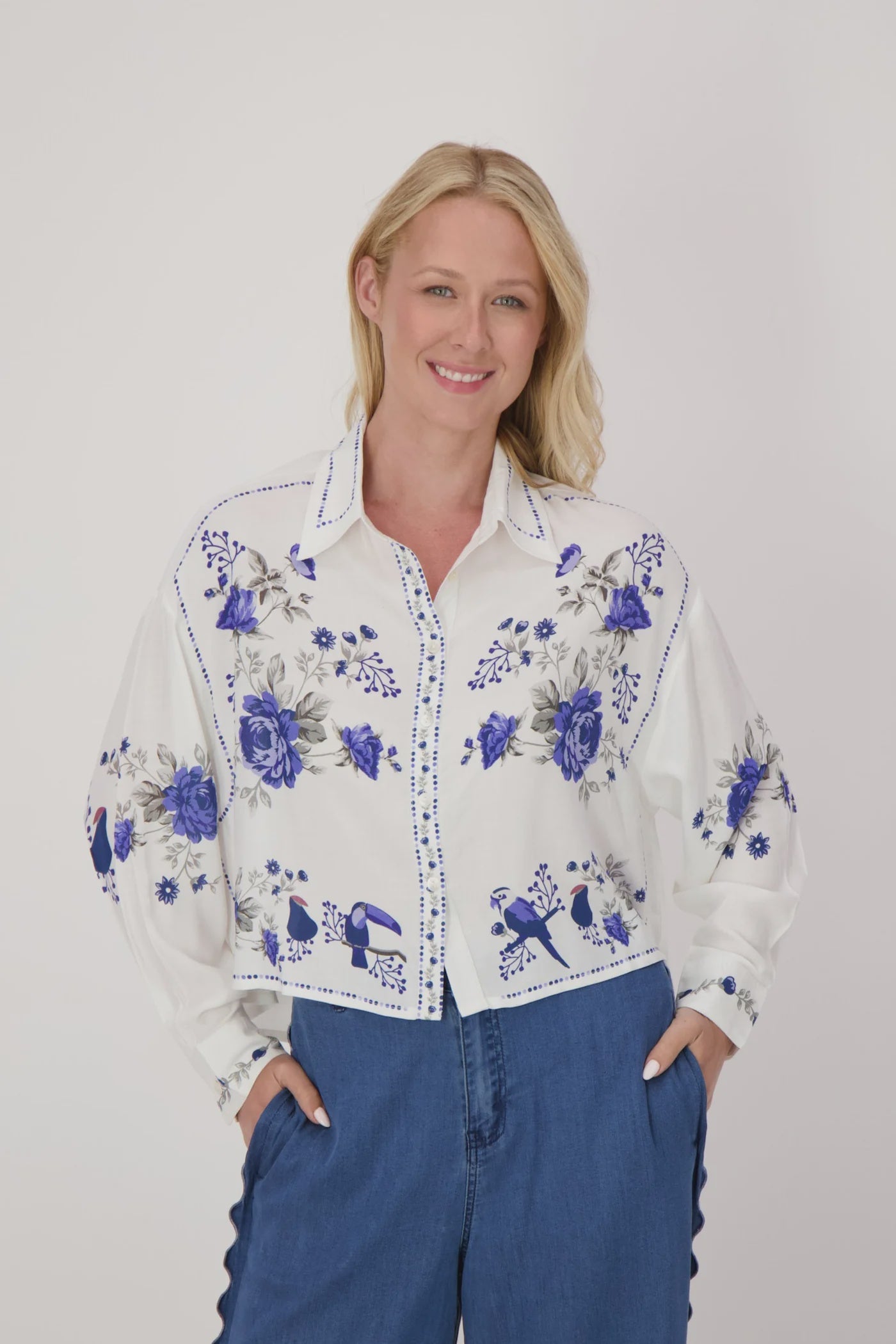 Floral Crop Blouse 325700