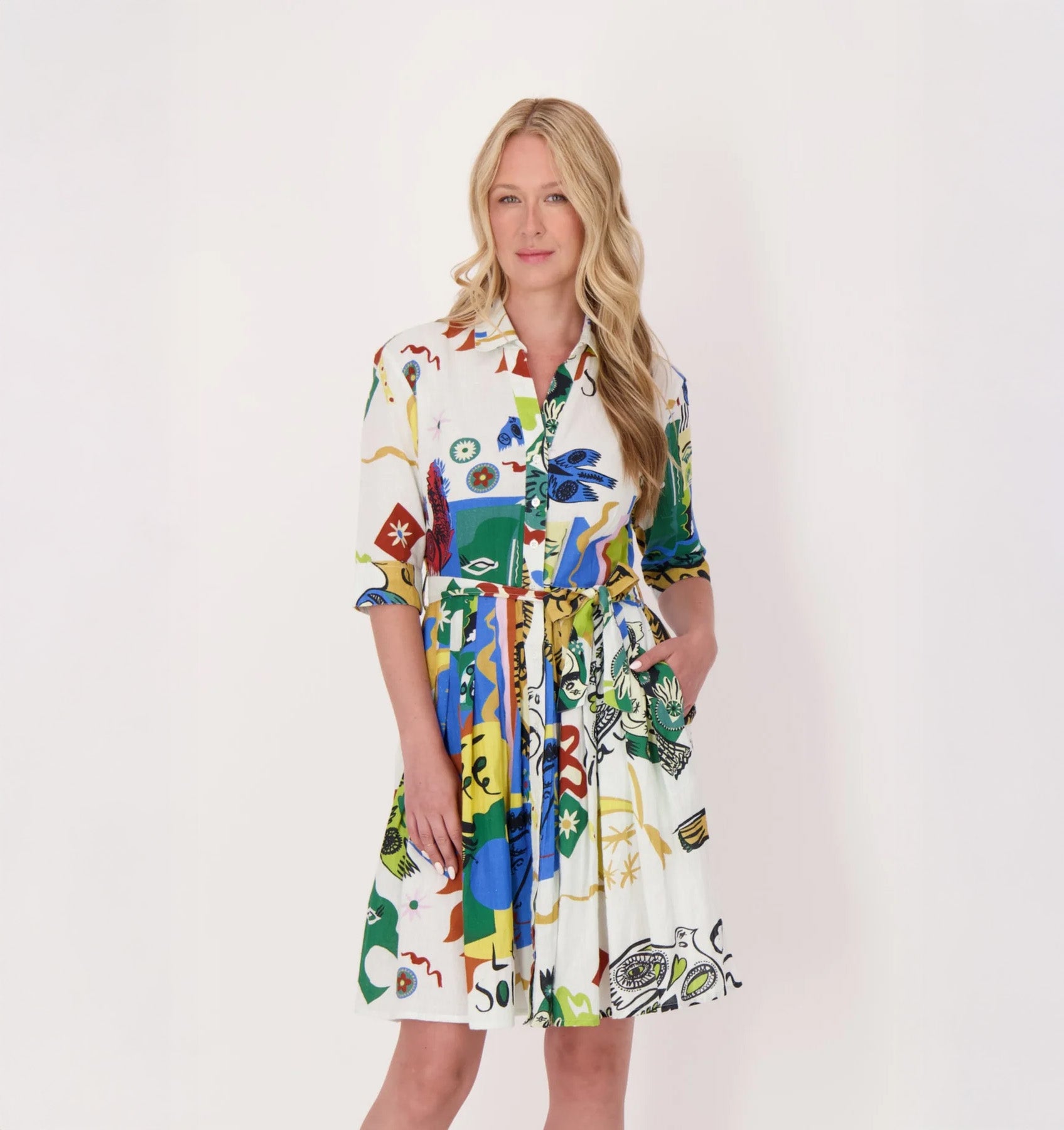 Pleated Shirt Dress 325781