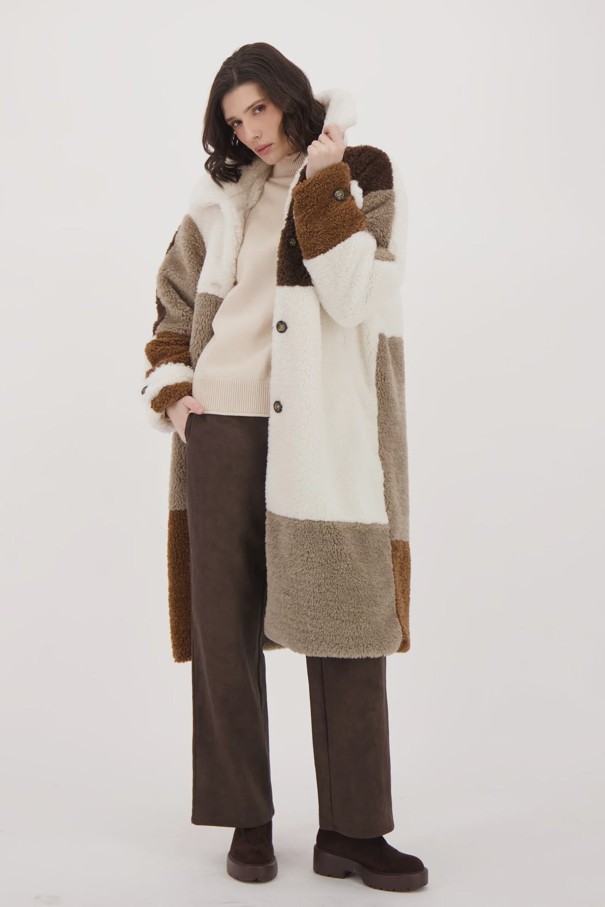 Sherpa Patchwork Coat 426418