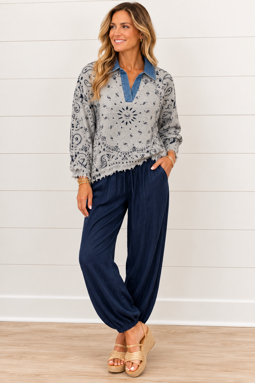 Denim Collar Bandana Top 24098