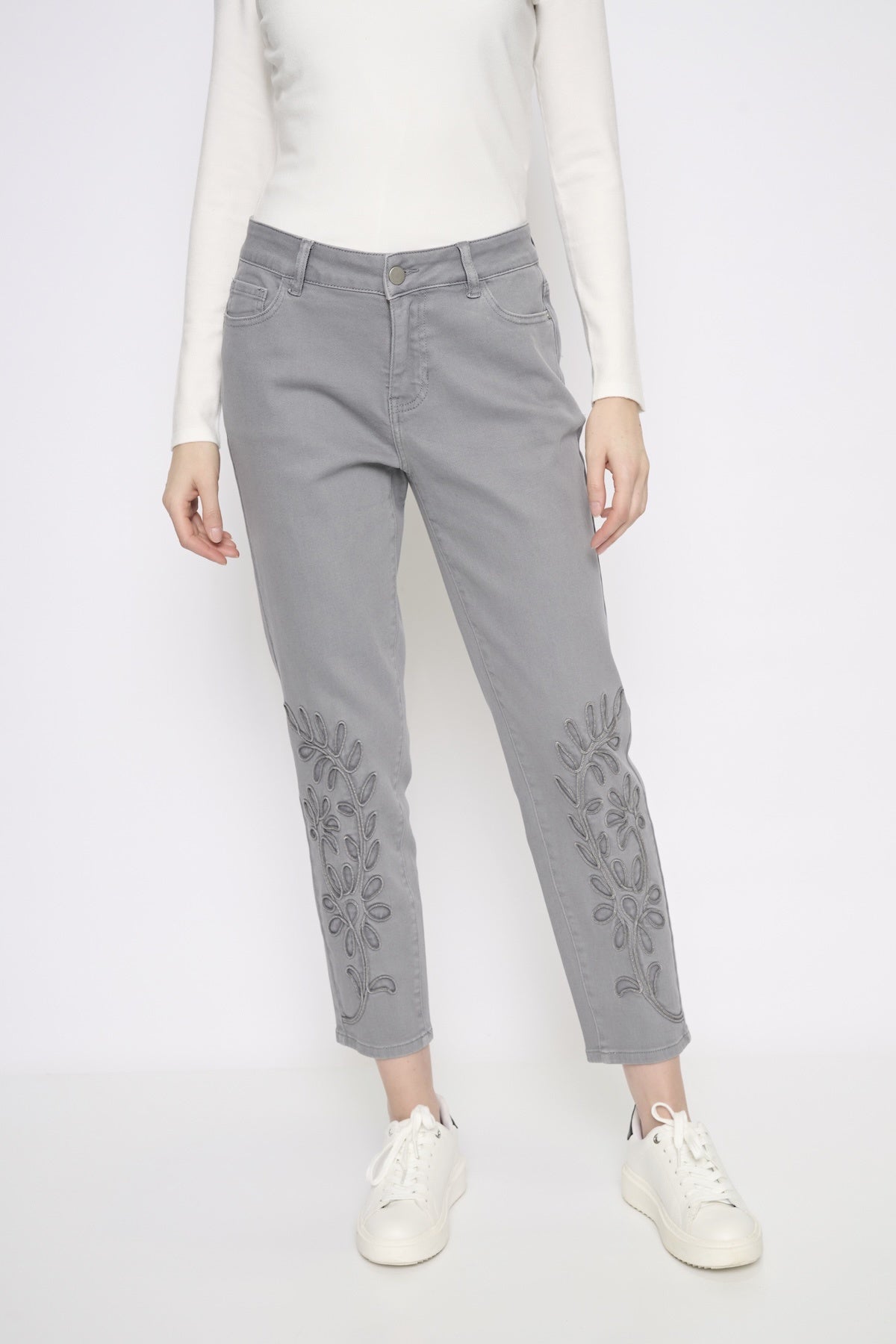 Soutache Ankle Length Jeans Y6044