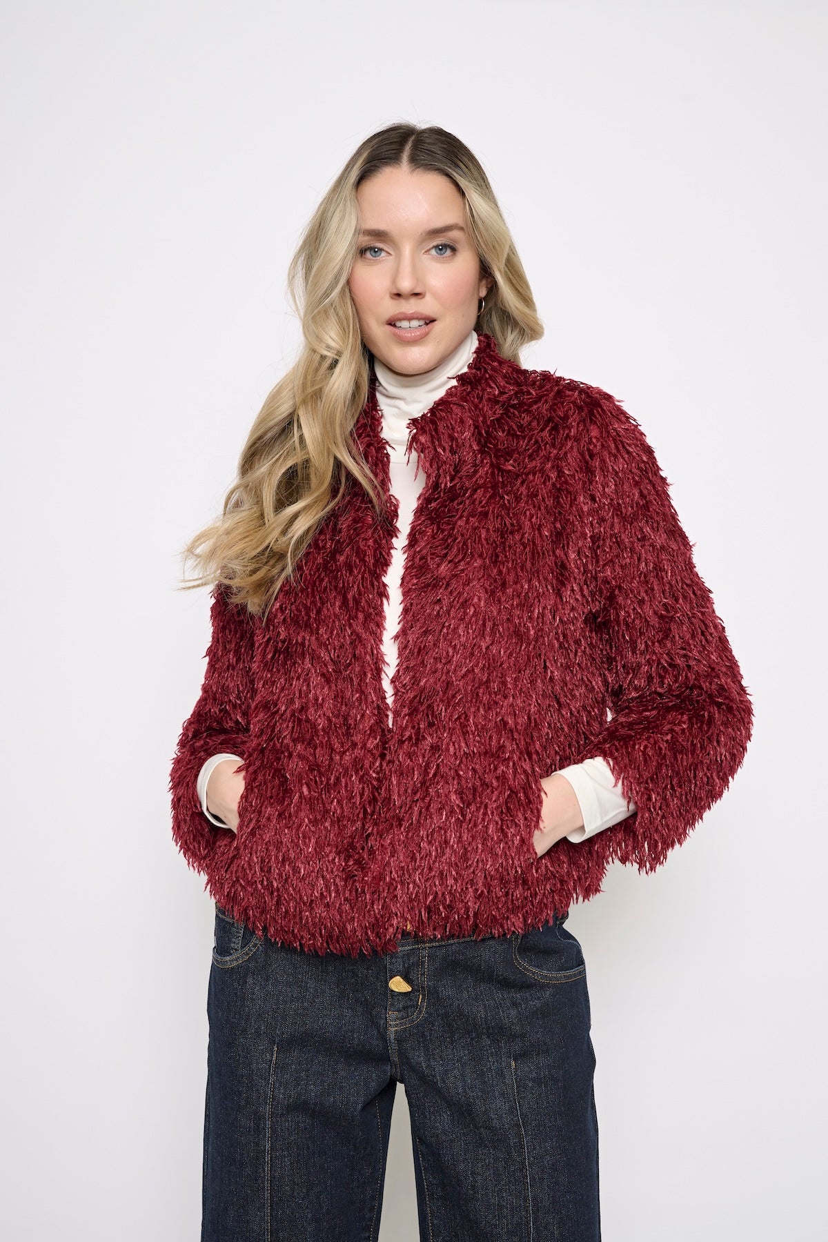 Faux Feather Short Jacket YC464
