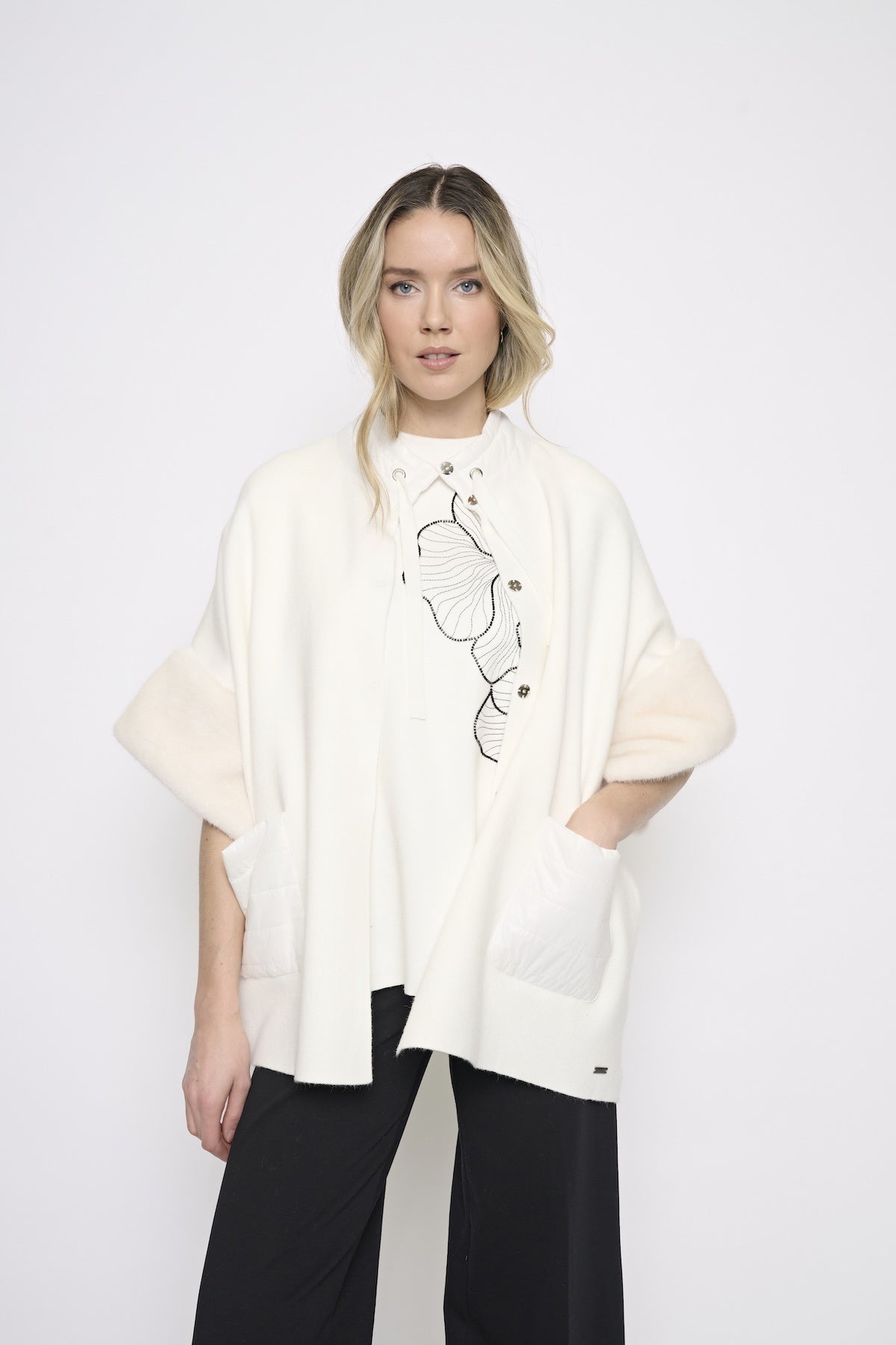 Fur Trim Poncho YE511