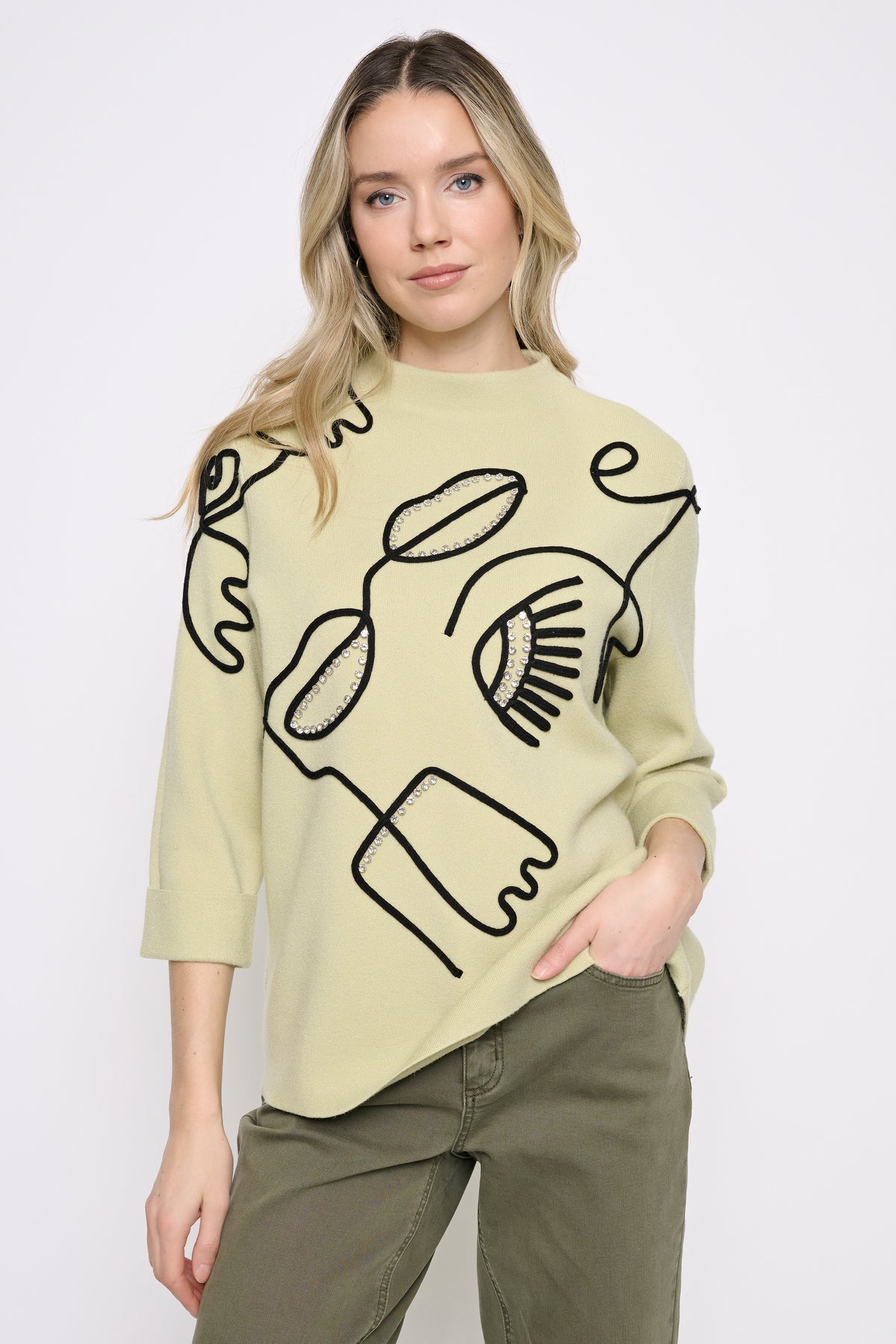 Funnel Neck Soutache Top YE763