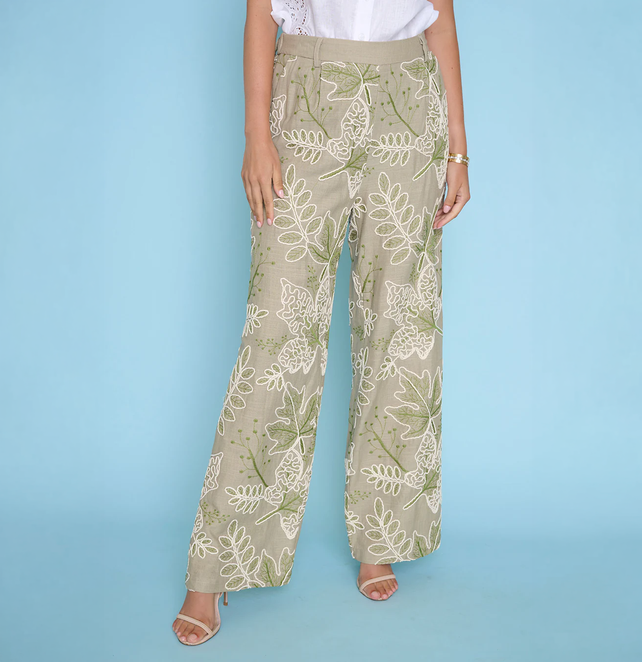 Emb. Wide-Leg Regular Length Pant ZM056SG