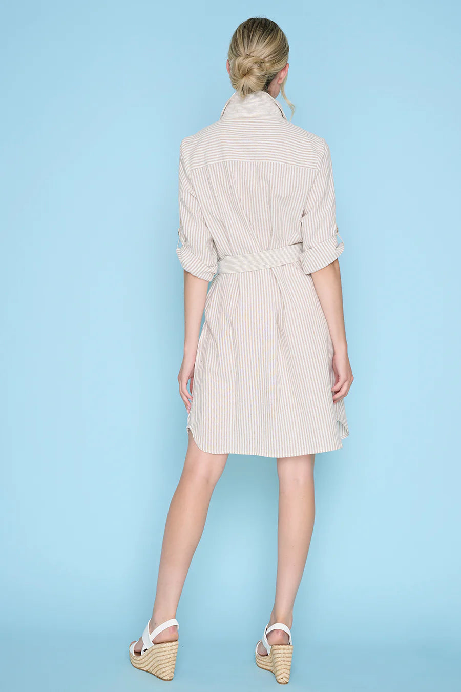 3/4 Sleeve Button-Front Dress ZM646