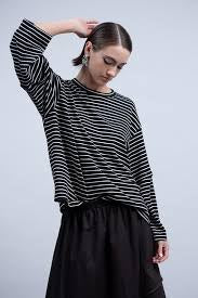Black and White Striped Tee H2004