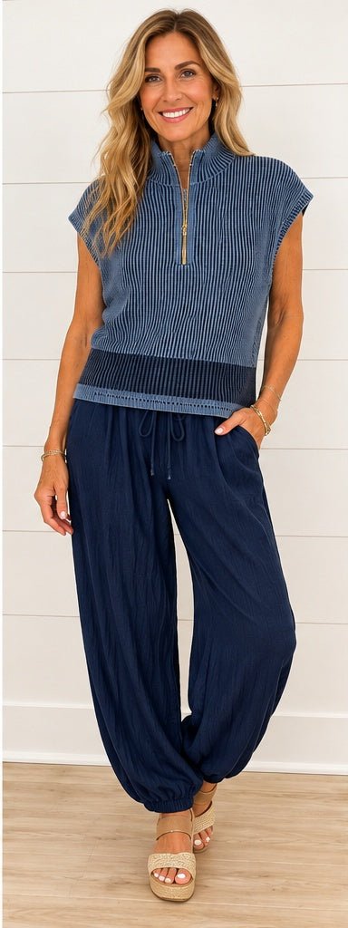 Plaited Short Sleeve 1/4 Zip 24065