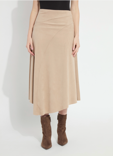 azalea asymmetric hem vegan suede skirt