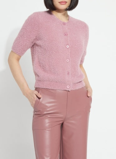opalite short slv lurex feather cardigan